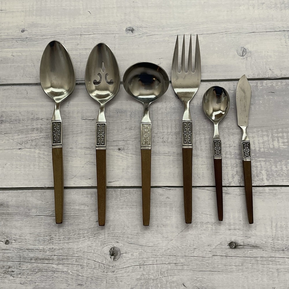 Ekco Eterna La Joya Serving Pieces Pierced Spoon Ladle Meat Fork Set Of 6 Japan